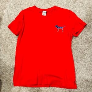 Victoria's Secret Red T-Shirt with Blue Dog Logo